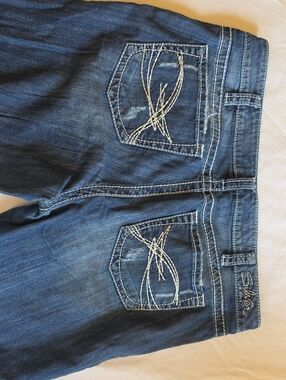 Silver Jeans Women's Cropped Ankle Denim Jeans - Dark Blue with White Stitching